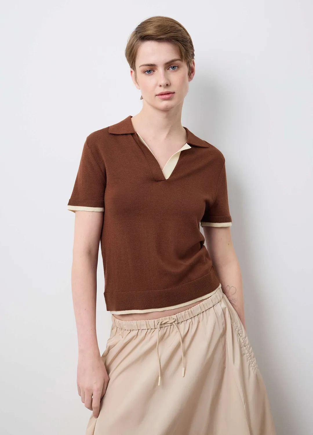 Джемпер Wool Cot Ws  Marrone/Bian КОРИЧНЕВЫЙ/БЕЛЫЙ