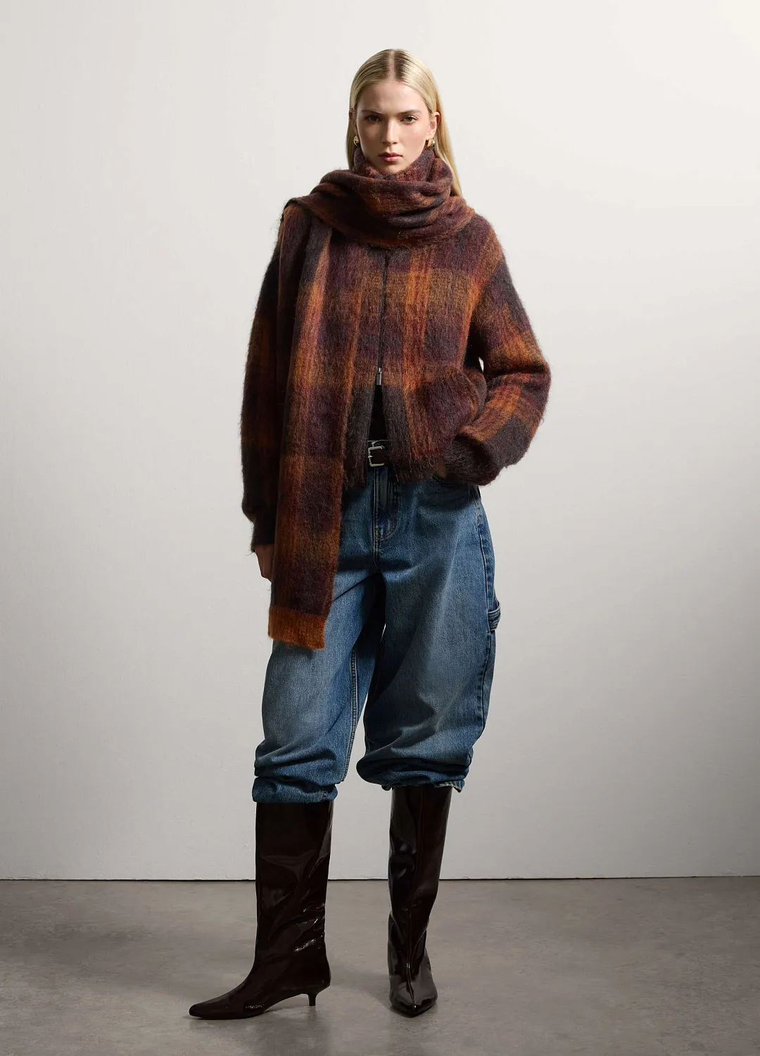 Шарф Scarf Check  Quadro Marro КОРИЧНЕВЫЙ В КЛЕТКУ