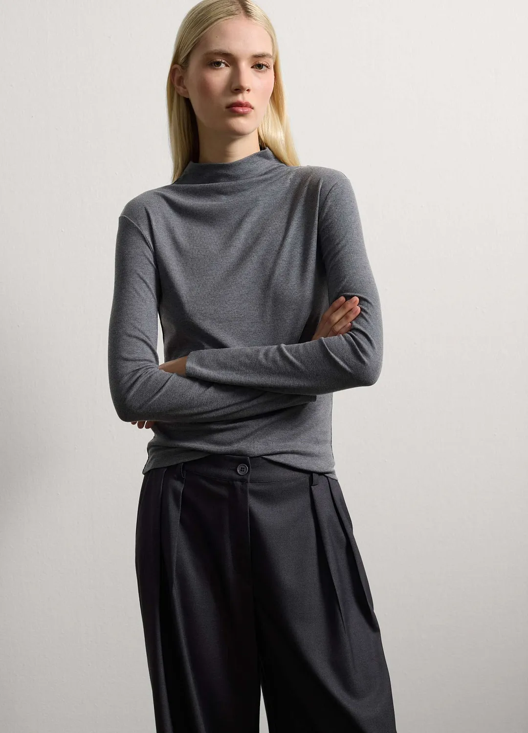 Джемпер С Двойным Воротом High Neck Ls Dark Grey ТЕМНО-СЕРЫЙ