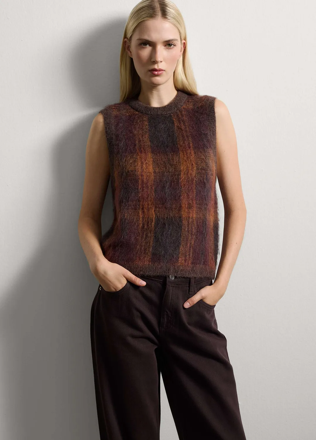 Джемпер Gilet Mohair Quadro Ar/Ma ОРАНЖЕВЫЙ/КОРИЧНЕВЫЙ В КЛЕТКУ