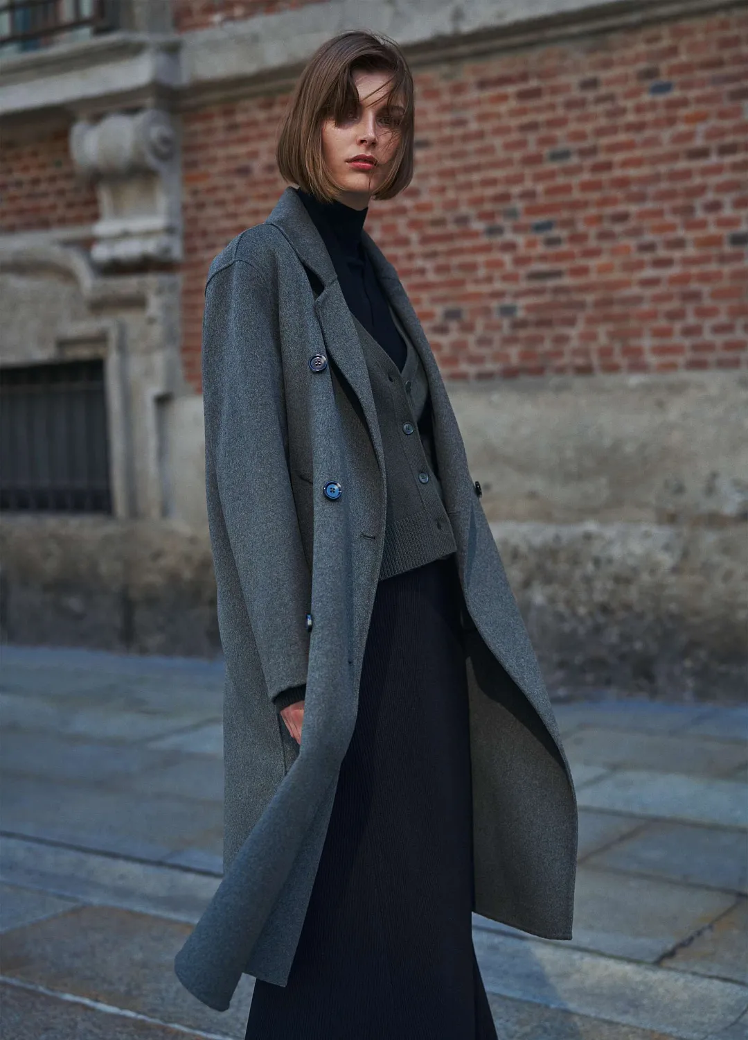 Пальто Wool Blend C Lava Smoke СЕРЫЙ МЕЛАНЖ