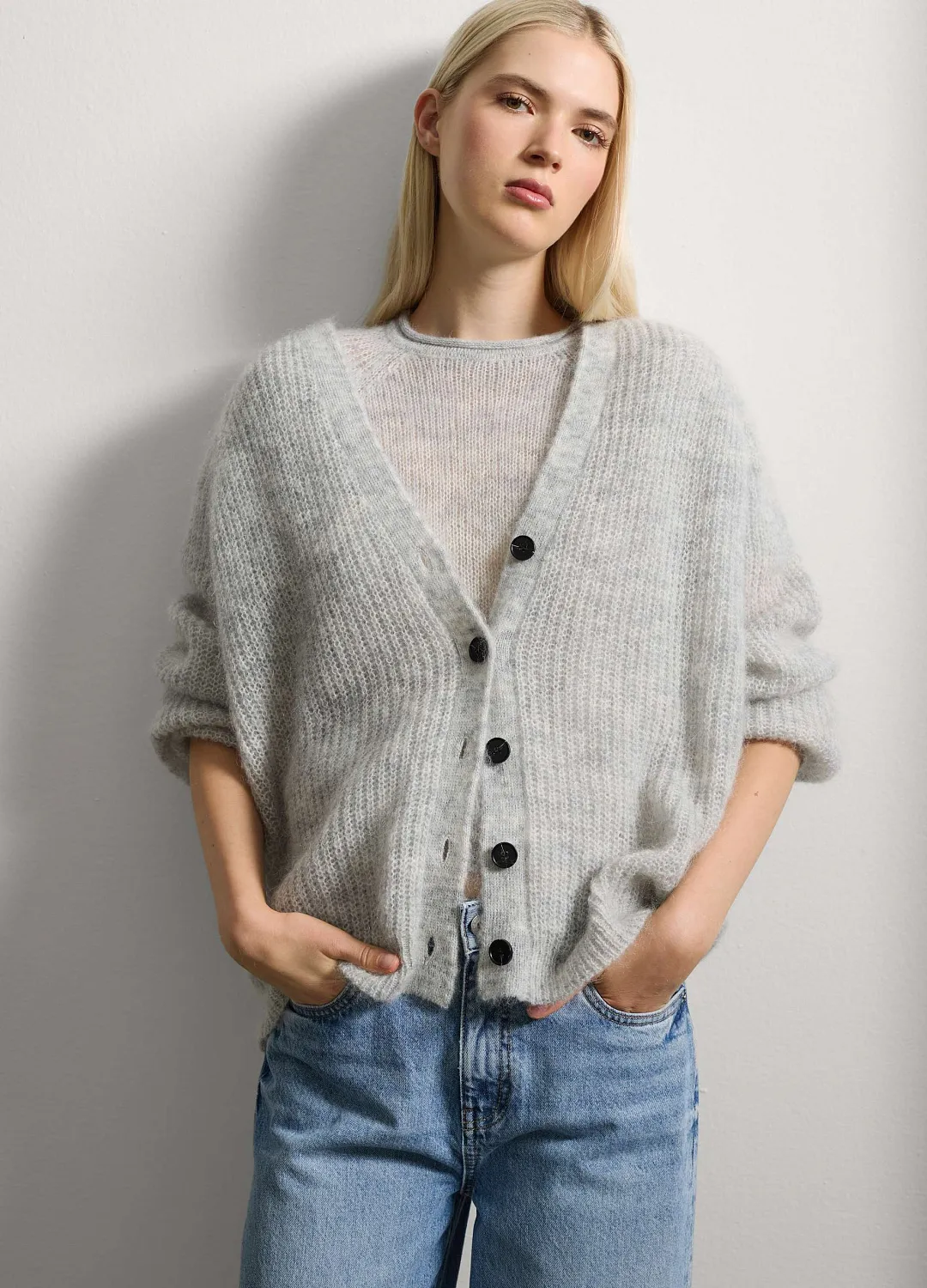 Кардиган Mohait S/S S Gre Melange СЕРЫЙ МЕЛАНЖ