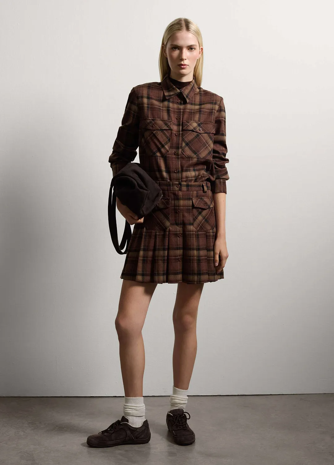 Юбка Pleated  Ski Quadro Marro КОРИЧНЕВЫЙ В КЛЕТКУ