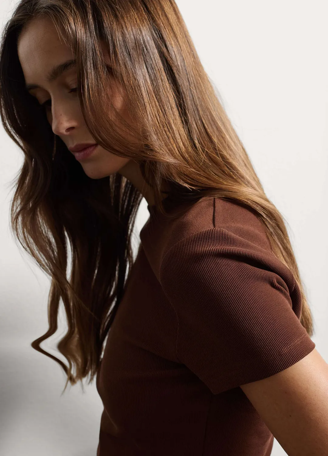 Футболка Ribbed Cropp Potting Soil КОРИЧНЕВЫЙ