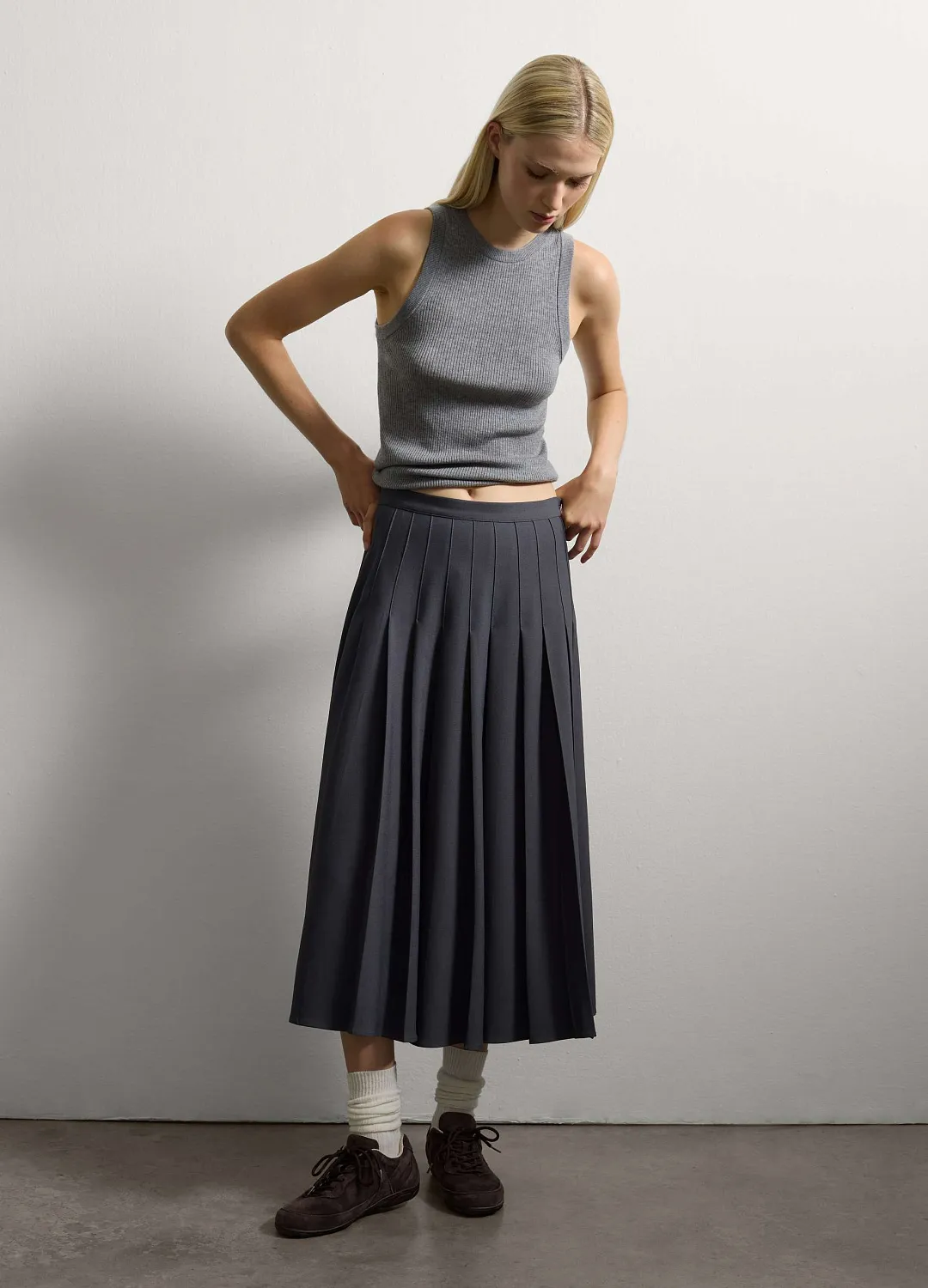 Юбка Pleated Skir Dk Grey Mel ТЕМНО-СЕРЫЙ МЕЛАНЖ