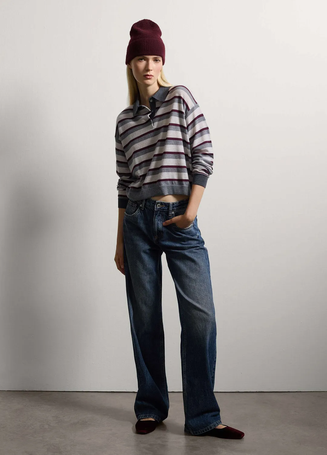 Джемпер Polo Righe 1 Grigio/Viola СЕРЫЙ /ФИОЛЕТОВЫЙ